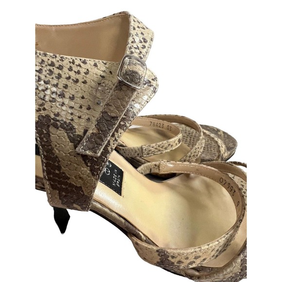 Vintage 90s Y2k Kenneth Cole Chunky Strappy Snakeskin Heels SZ 9 - Picture 11 of 16